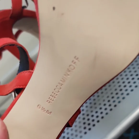 Rebecca Minkoff Red Suede Strappy Heels Sandals Ankle Strap - Picture 5 of 5